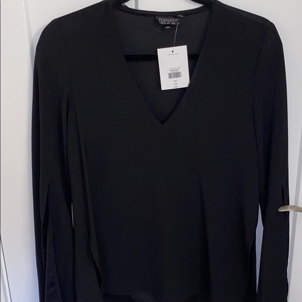 NWT Nordstrom Top Shop Black Blouse